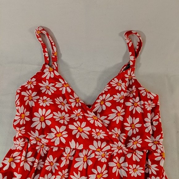 Hollister Red Daisy Sundress Ruffle Dress Sleeveless Floral Flower Women Small S - Picture 2 of 12